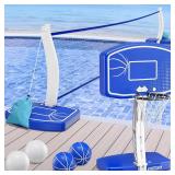 $130 2-in-1 Pool Basketball Hoop and Volleyball Ne