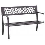 FDW Patio Metal Park Bench with Armrests Sturdy St
