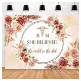 MEHOFOND 8x6ft Nurse Graduation Backdrop Boho Rose