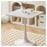 $140 White Square Tulip Table for 2 Person, 24 Inc