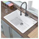 $306 30x22 Drop In Kitchen Sink White 1 Hole, 30 I