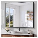 $150 Black Bathroom Mirror for Wall, 36x40 Inch Re