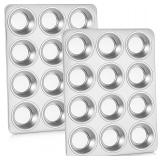 P&P CHEF Muffin Pan Cupcake Baking Pan Set, Stainl