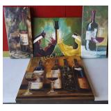 (4) Decorative Paintings of Wine Bottles