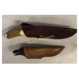 (2) Custom made knives, Buck knives w/ sheaths