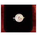 3.01ct. White Sapphire solitaire Halo ring