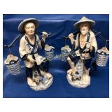 Pair of Oriental Ceramic figurines, Elderly man &