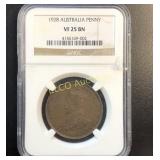 1928 Australian Penny, NGC VF 25 BN