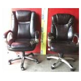 (2) Leather rolling chairs