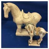 (2) Ceramic horse figurine