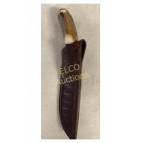 "M" Brand handmade knife, bone handle blade 4 3/4"