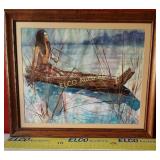 Framed painting of Native American scene