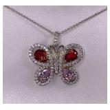 5.12ct Ruby & Pink Sapphire, Butterfly Necklace