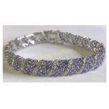 21.50ct. Tanzanite & Sterling Silver Bracelet w/