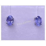 2ct Tanzanite & Sterling Silver Solitaire Earrings