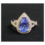 3.04ct Pear Cut Tanzanite Ring