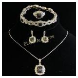 Black & White Moissanite, Matching Jewelry Set,