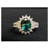 2ct. Emerald & Sterling Silver Ring
