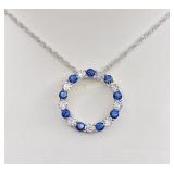 Blue & White Sapphire "Circle of Love" Necklace
