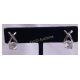 White Sapphire, Criss-Cross Stud Earrings
