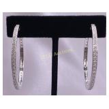 Diamond & Sterling Silver Hoop Earrings