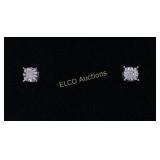 Diamond & Sterling Silver, Solitaire Earrings