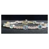 14ct Swiss Blue Topaz, Tennis Bracelet