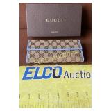 Gucci Signature Canvas, Leather Trim Continental,