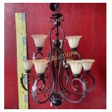 New, 2-Tier, Iron Leaf Accented Chandelier