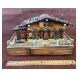 Wooden Swiss Chalet Music Box w/ Jewlery Storage