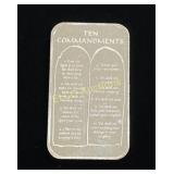 1 Troy Oz 10 Commandment .999 Silver Bullion