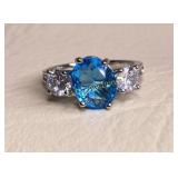 3ct Swiss Blue Topaz & Sterling Silver Ring
