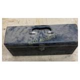 Small Black Metal Tool Box w/ Misc Hand Tools
