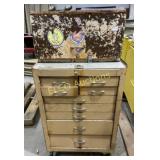 Vintage Brown 15-Drawer Rolling Tool Box