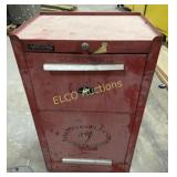 Red Kennedy Tool Bin W/ 2 Drawers, has key