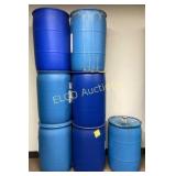 (7) Plastic 55 gal Barrels, x the money