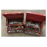 2 Red Proto Tool Boxes With Misc Hand Tools