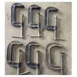 (6) Used Pittsburgh 4" C-Clamps, X the money
