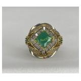 3.36ct Emerald & White Topaz Dinner Ring