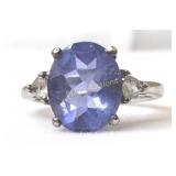 Sterling Silver Blue & White Sapphire Ring
