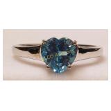 Sterling Silver 2ct Blue Topaz Heart Ring