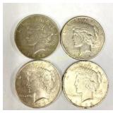 (4) Peace Silver Dollars, 1922, 1922S & 2-1923,