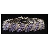 21.5ct Tanzanite & Sapphire SS Bracelet w/