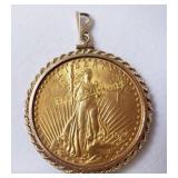 1926 P St. Gaudens $20 Gold Coin in 14k Bezel