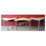 (3)Triangle Shaped Students Desk w/Open Front Book