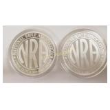 (2) NRA 15th Anniversary 1oz .999 Fine Silver