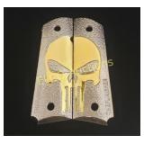 Nickel & Gold Plated Punisher Grips For 1911