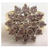 14k Gold Diamond Cluster Ring