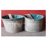 (2) Vintage Galvanized Fruit Picking Buckets, x