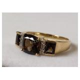 14k Gold 2.20ct Smokey Topaz & Diamond Ring